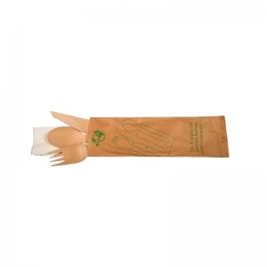 TRIS IN LEGNO BIO FORCHETTA+ COLTELLO+CUCCHIAIO+TOVAGLIOLO 1V.PZ.500